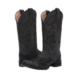 Corral Womens L5464 Embroidered Western Boots US 9.5 M EU 40 Black Leather EUC